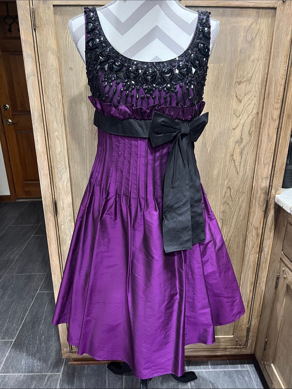 Shani Beaded Silk Cocktail A-Line Dress Sz 4